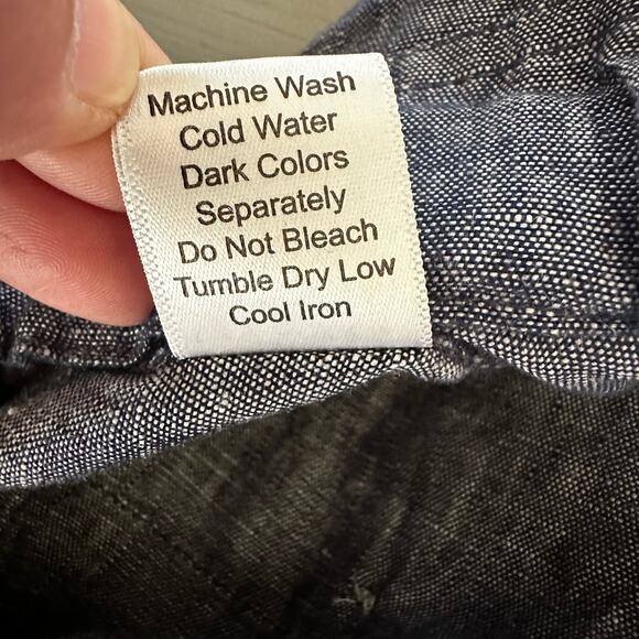 Women's Allen Allen Navy Blue 100% Linen Cuffed Ankle Crop Drawstring Pants- S - Picture 8 of 8